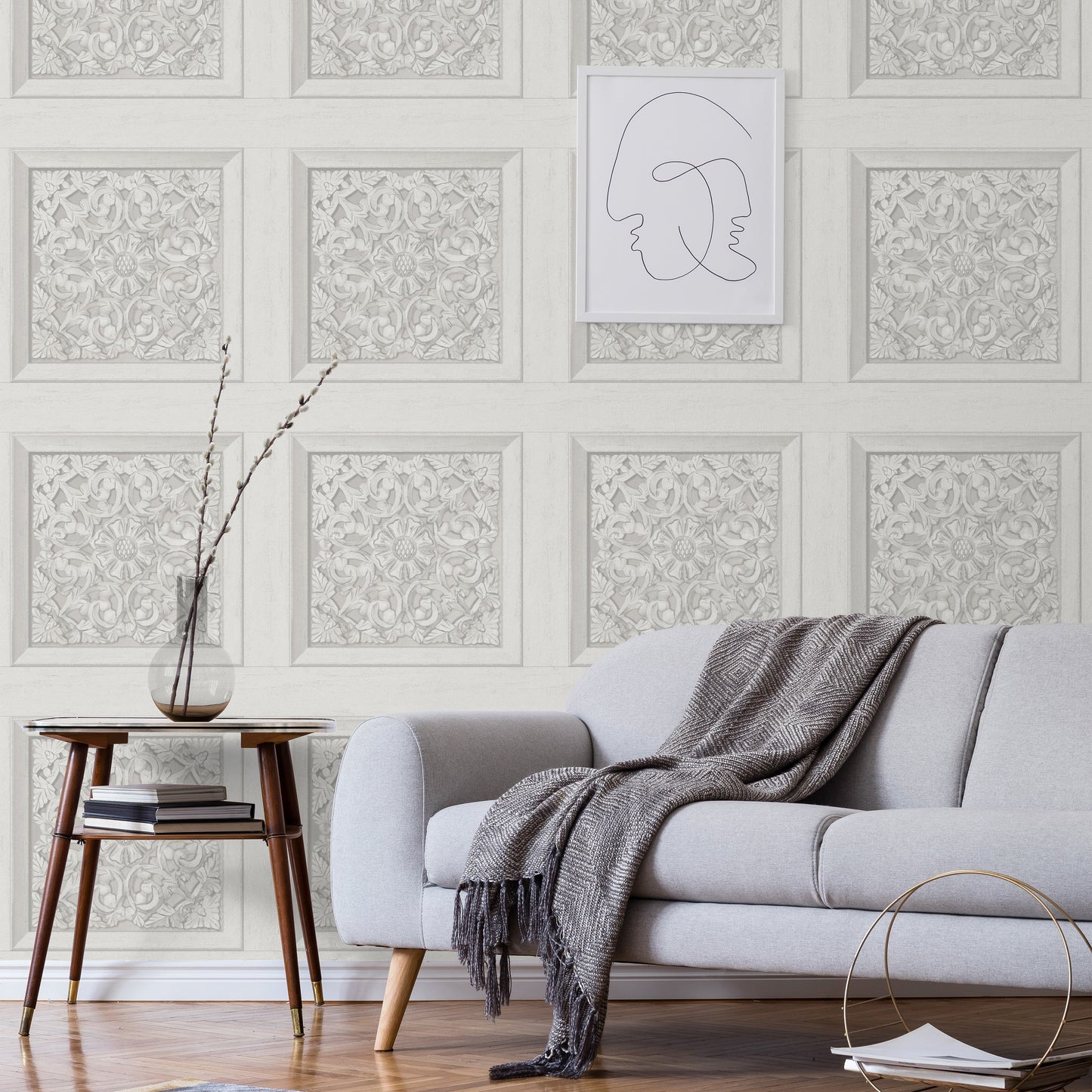 Fine Decor Carved Panel Wallpaper