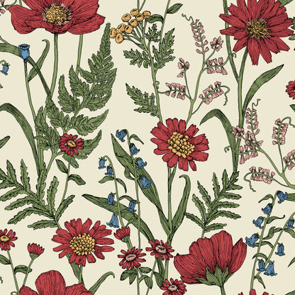 Fine Decor Wild Meadow Red Wallpaper (FD43335)