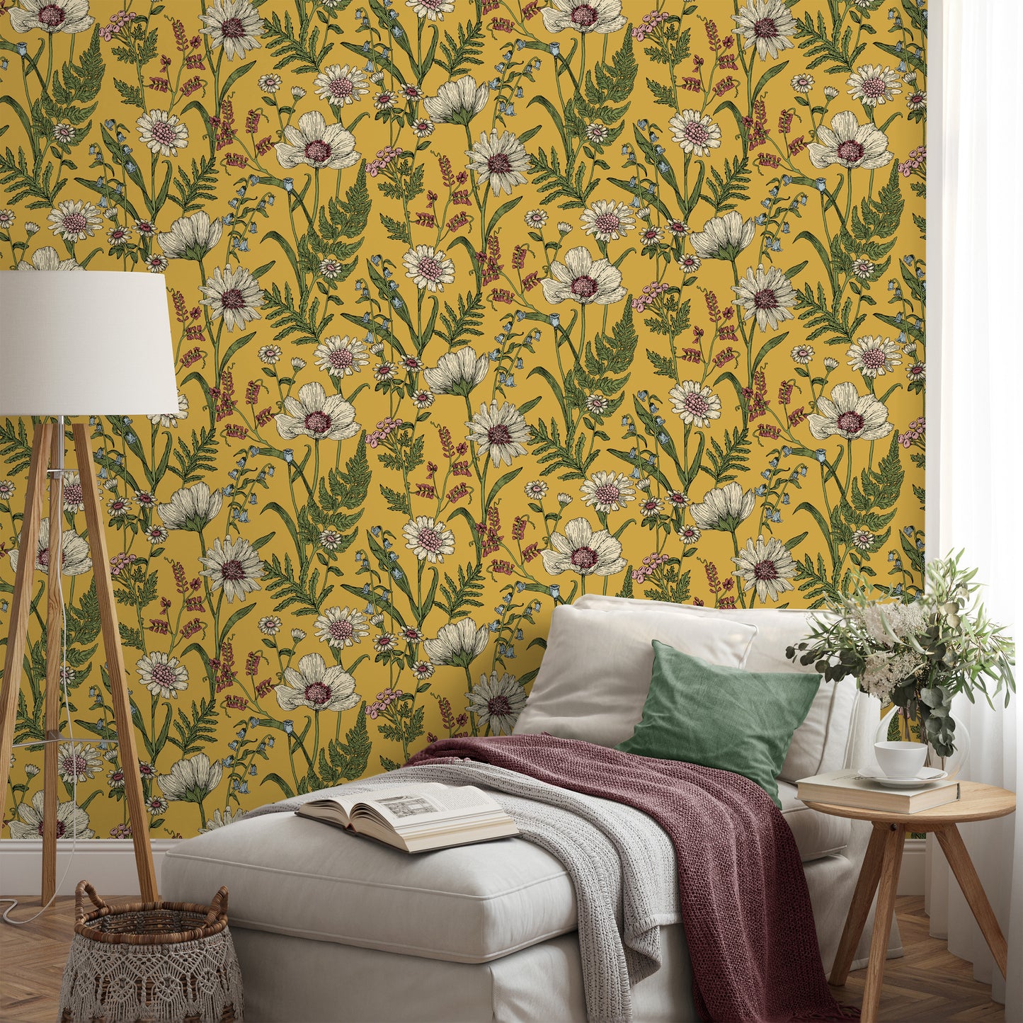 Fine Decor Wild Meadow Mustard Wallpaper (FD43336)