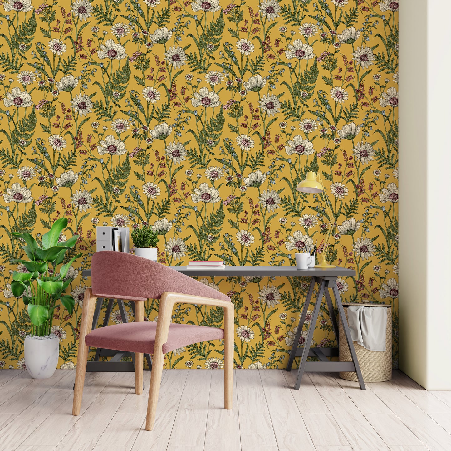 Fine Decor Wild Meadow Mustard Wallpaper (FD43336)