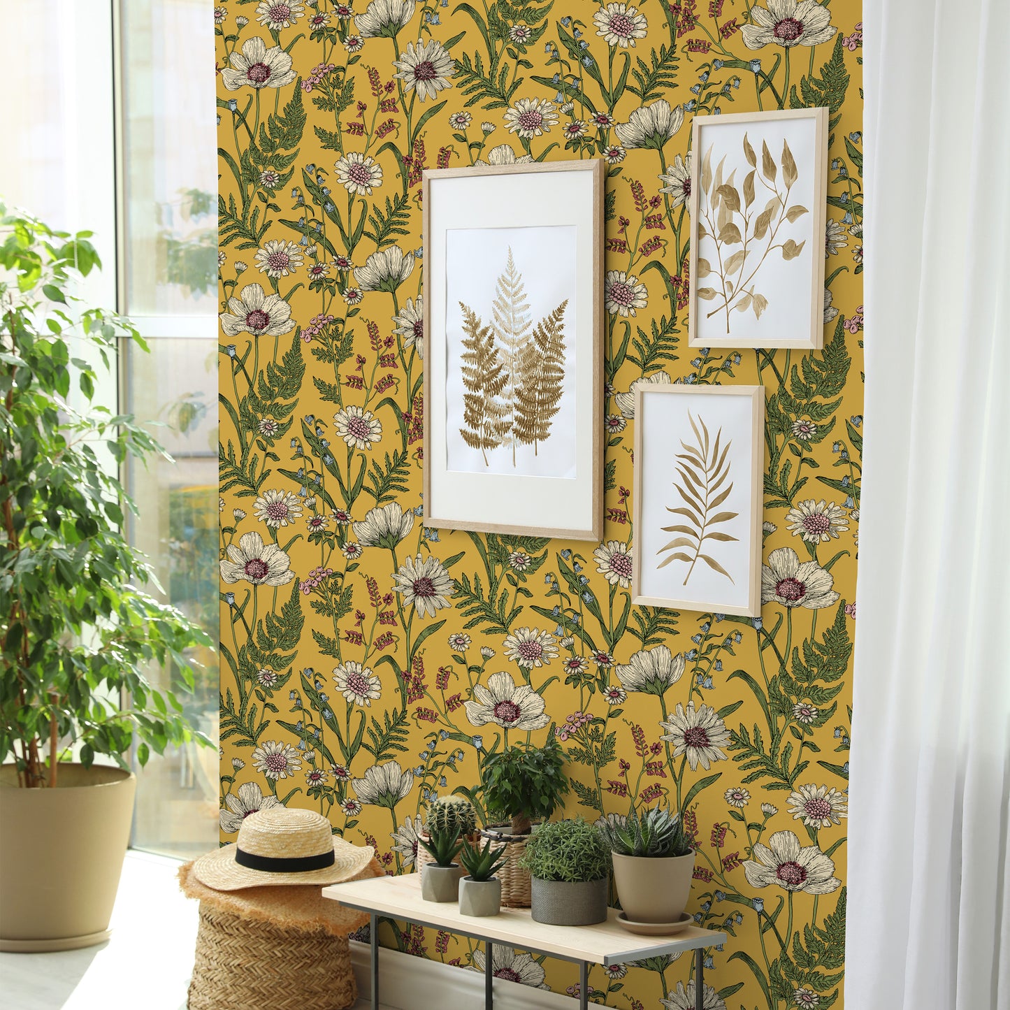 Fine Decor Wild Meadow Mustard Wallpaper (FD43336)