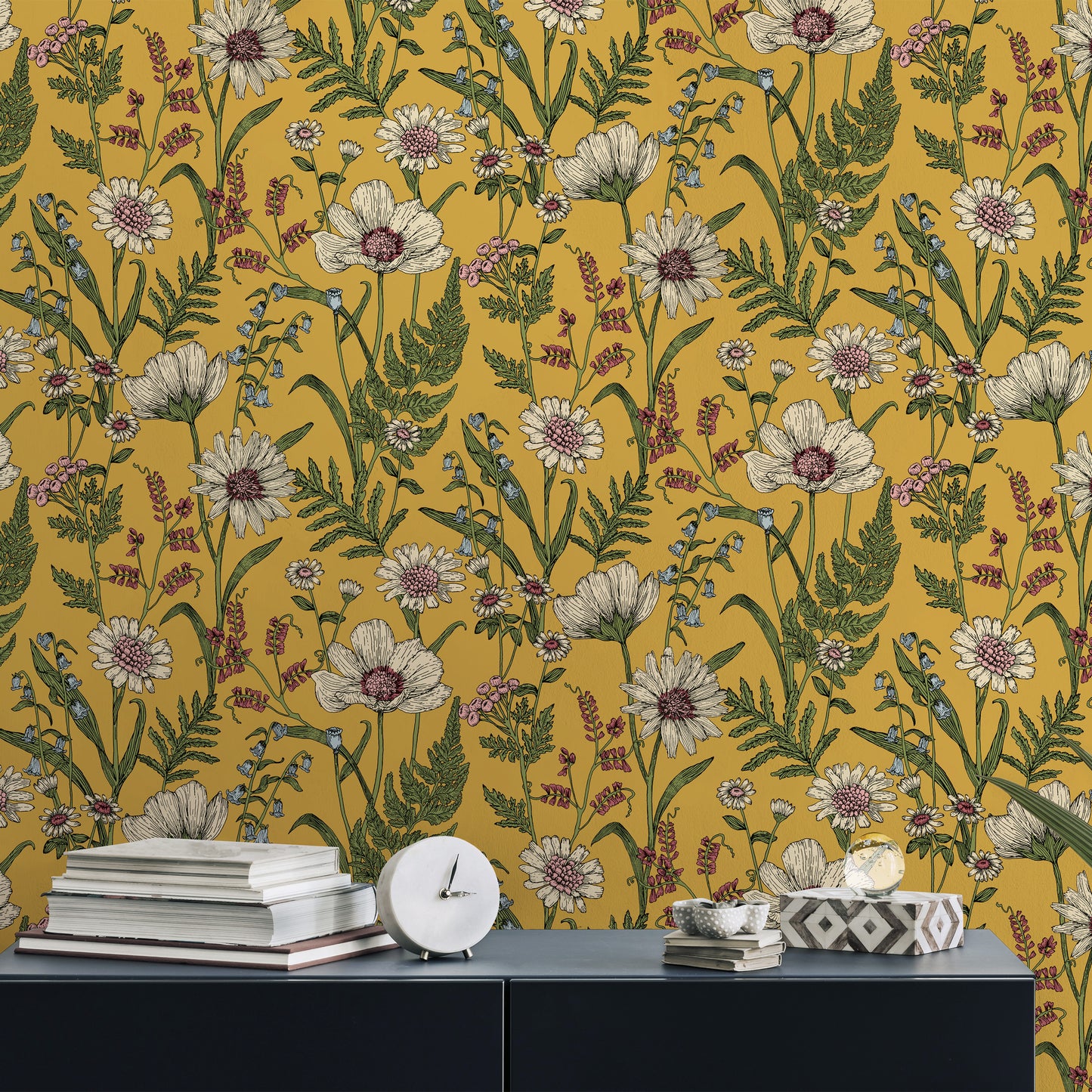 Fine Decor Wild Meadow Mustard Wallpaper (FD43336)