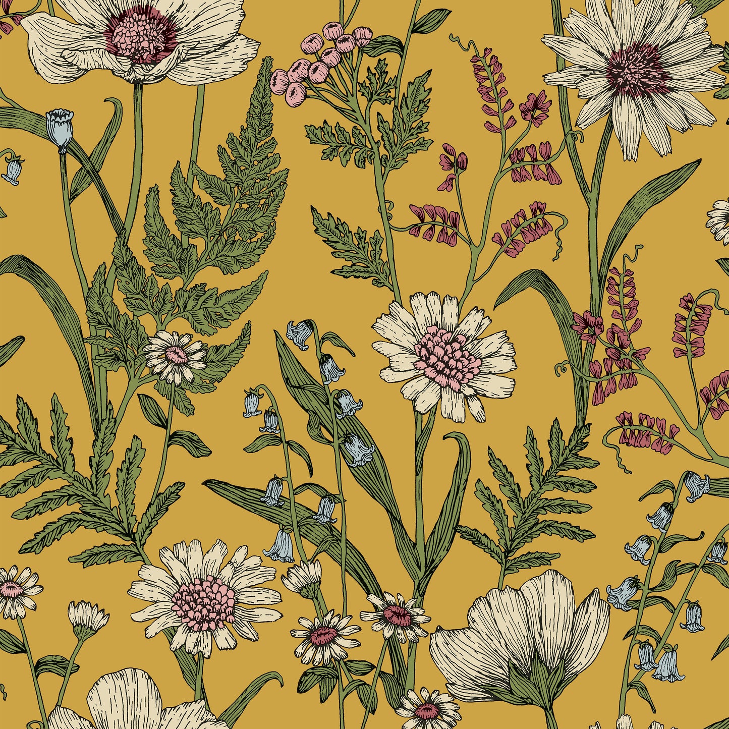 Fine Decor Wild Meadow Mustard Wallpaper (FD43336)