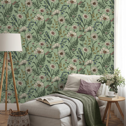 Fine Decor Wild Meadow Sage Wallpaper (FD43337)