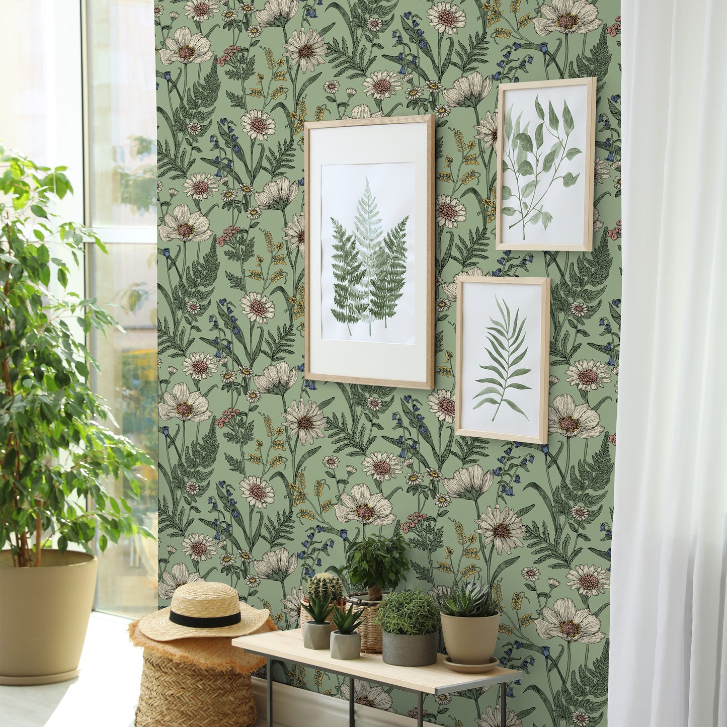 Fine Decor Wild Meadow Sage Wallpaper (FD43337)