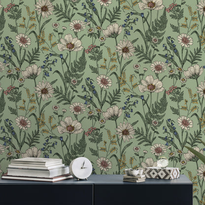 Fine Decor Wild Meadow Sage Wallpaper (FD43337)