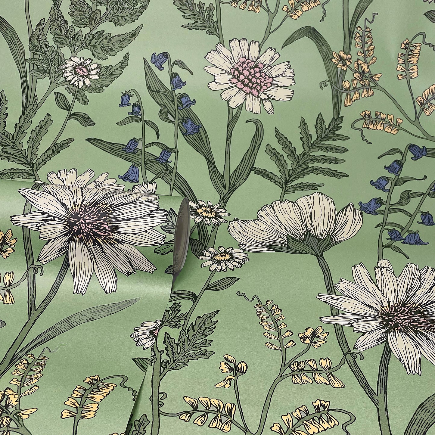 Fine Decor Wild Meadow Sage Wallpaper (FD43337)