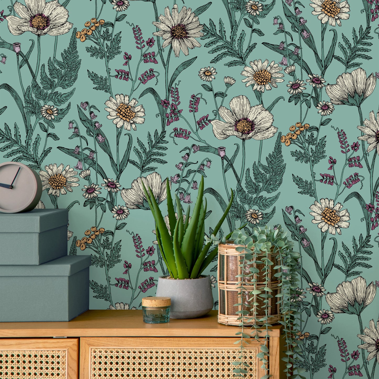 Fine Decor Wild Meadow Blue Wallpaper (FD43338)