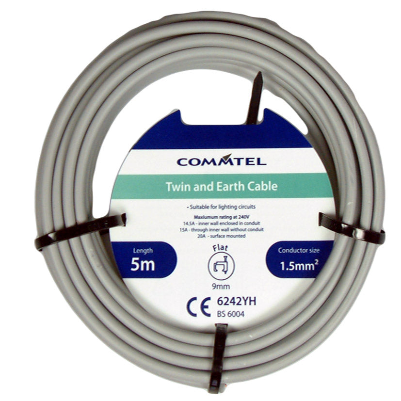 Commtel Twin and Earth Cable 5m 1.5mm