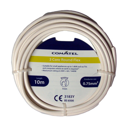 Commtel 3 Core Round Flex 10m 0.75mm2