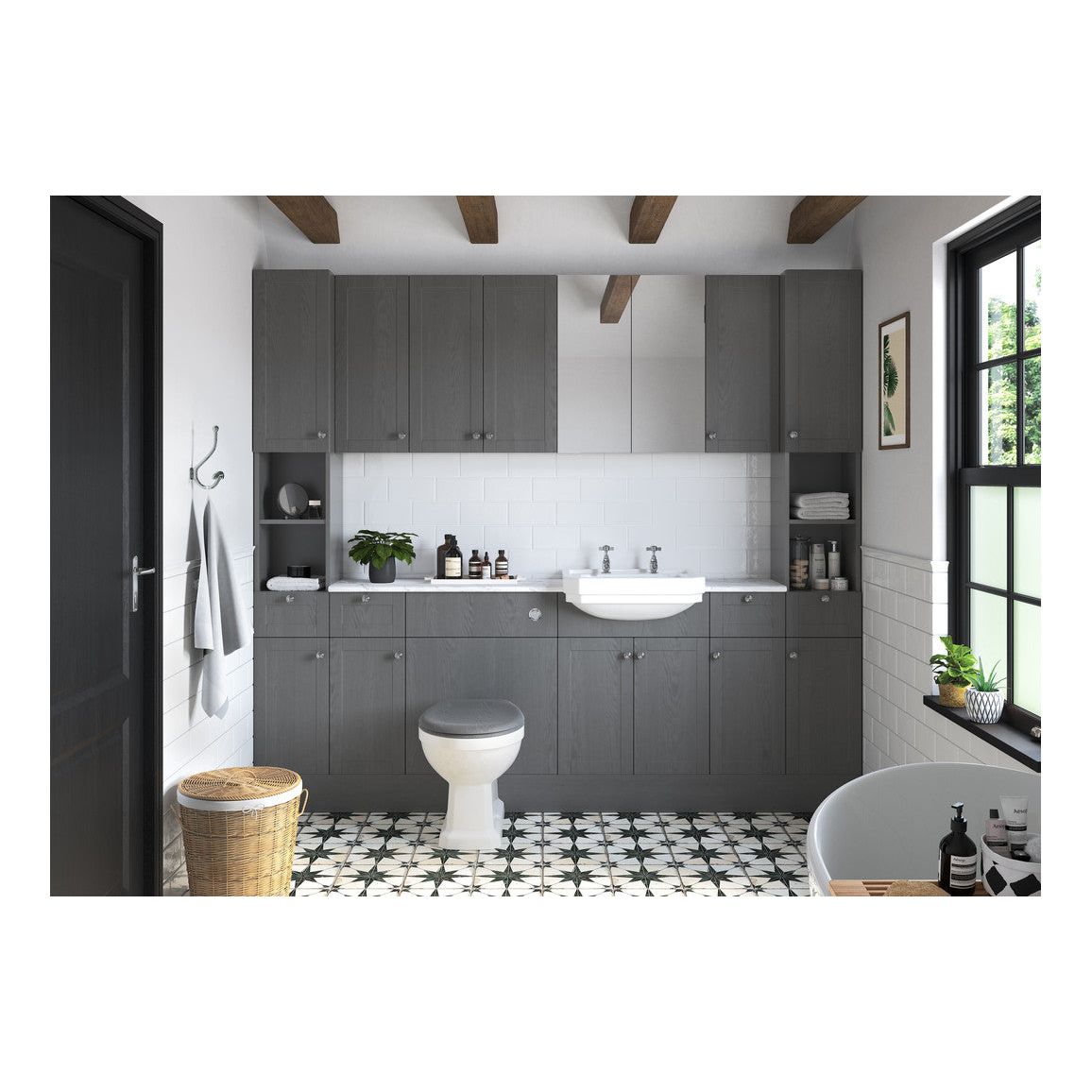 Berry 300mm 1 Door Base Unit - Grey Ash