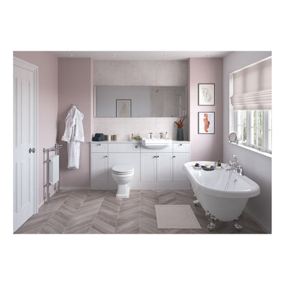 Paquete de unidad de lavabo e inodoro Berry de 1242 mm (derecha) - Fresno blanco satinado