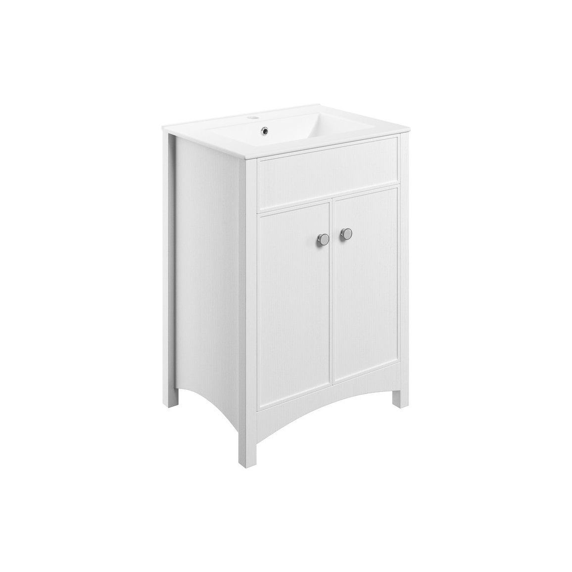 Mueble de lavabo para fijación al suelo Paddock de 610 mm (sin lavabo) - Fresno blanco satinado