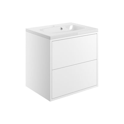 Frontage600mm 2 Drawer Wall Hung Basin Unit Inc. Basin - Matt White