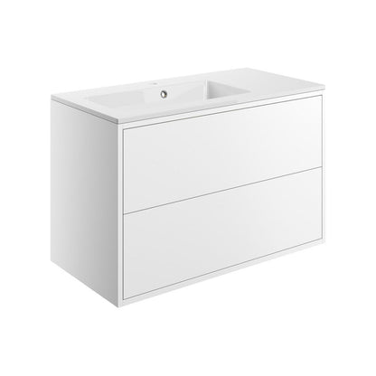 Frontage 900mm 2 Drawer Wall Hung Basin Unit Inc. Basin - Matt White