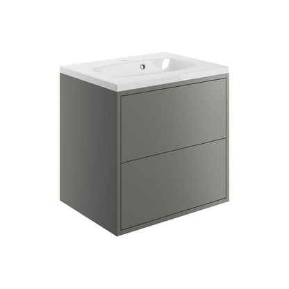 Frontage 600mm 2 Drawer Wall Hung Basin Unit Inc. Basin - Matt Grey