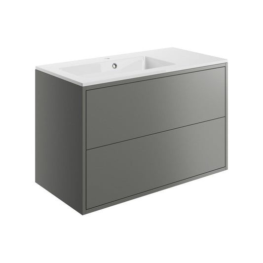 Frontage 900mm 2 Drawer Wall Hung Basin Unit Inc. Basin - Matt White