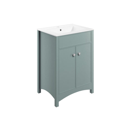 Paddock Meuble de lavabo et lavabo sur pied 610 mm - Frêne vert d'eau