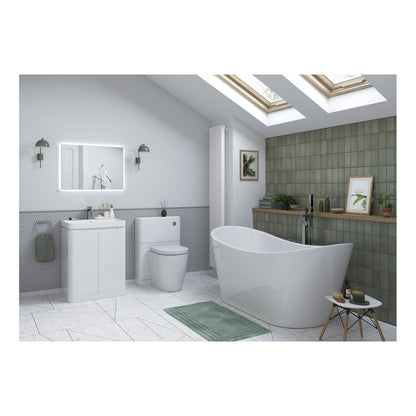 Mueble de lavabo suspendido con 2 cajones y 800 mm Fawn - Blanco brillante