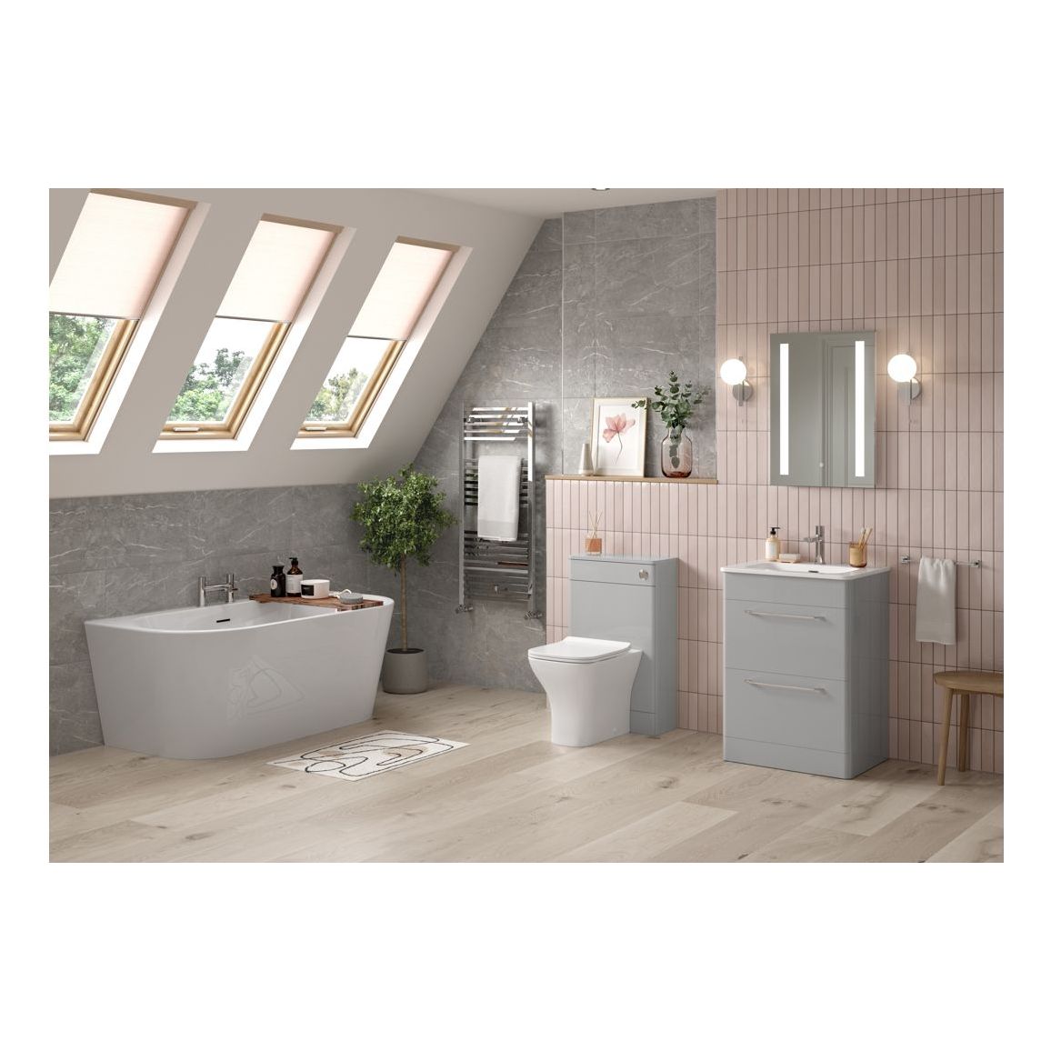 Élément mural et lavabo à 2 tiroirs Engleman 810 mm - Gris brillant