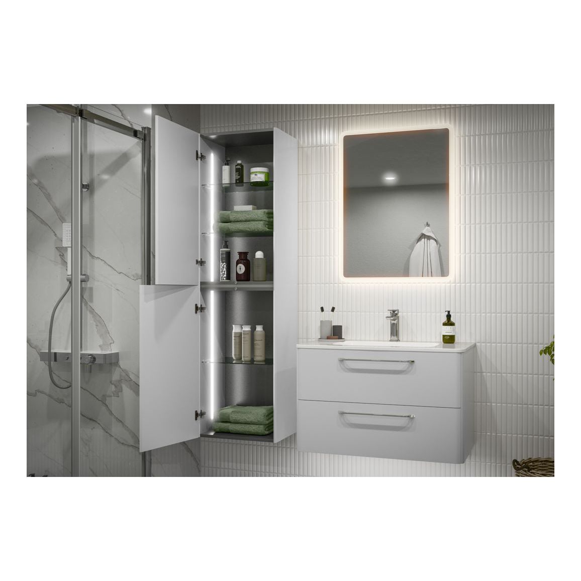 Engleman Armoire murale à 2 portes de 454 mm - Blanc brillant