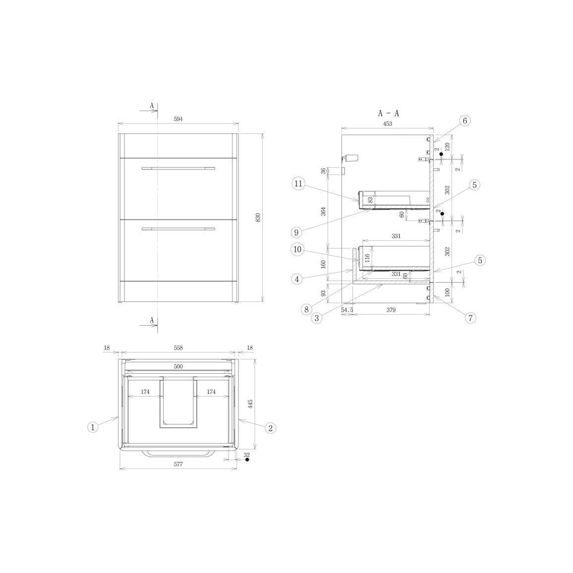 Engleman 610mm 2 Drawer Floor Unit & Basin - White Gloss