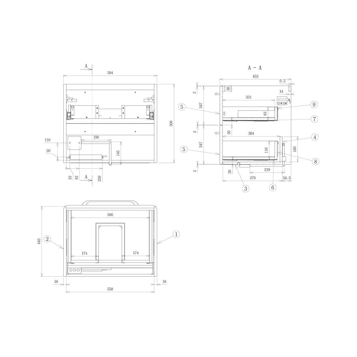 Engleman 610mm 2 Drawer Wall Unit & Basin - Grey Gloss