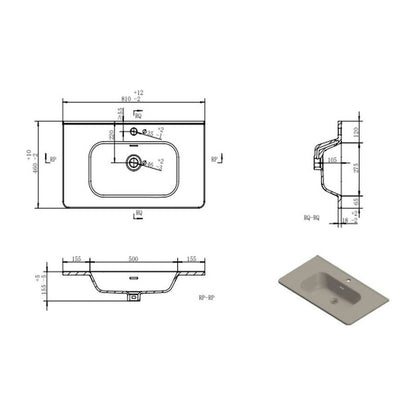 Élément mural et lavabo à 2 tiroirs Engleman 810 mm - Gris brillant