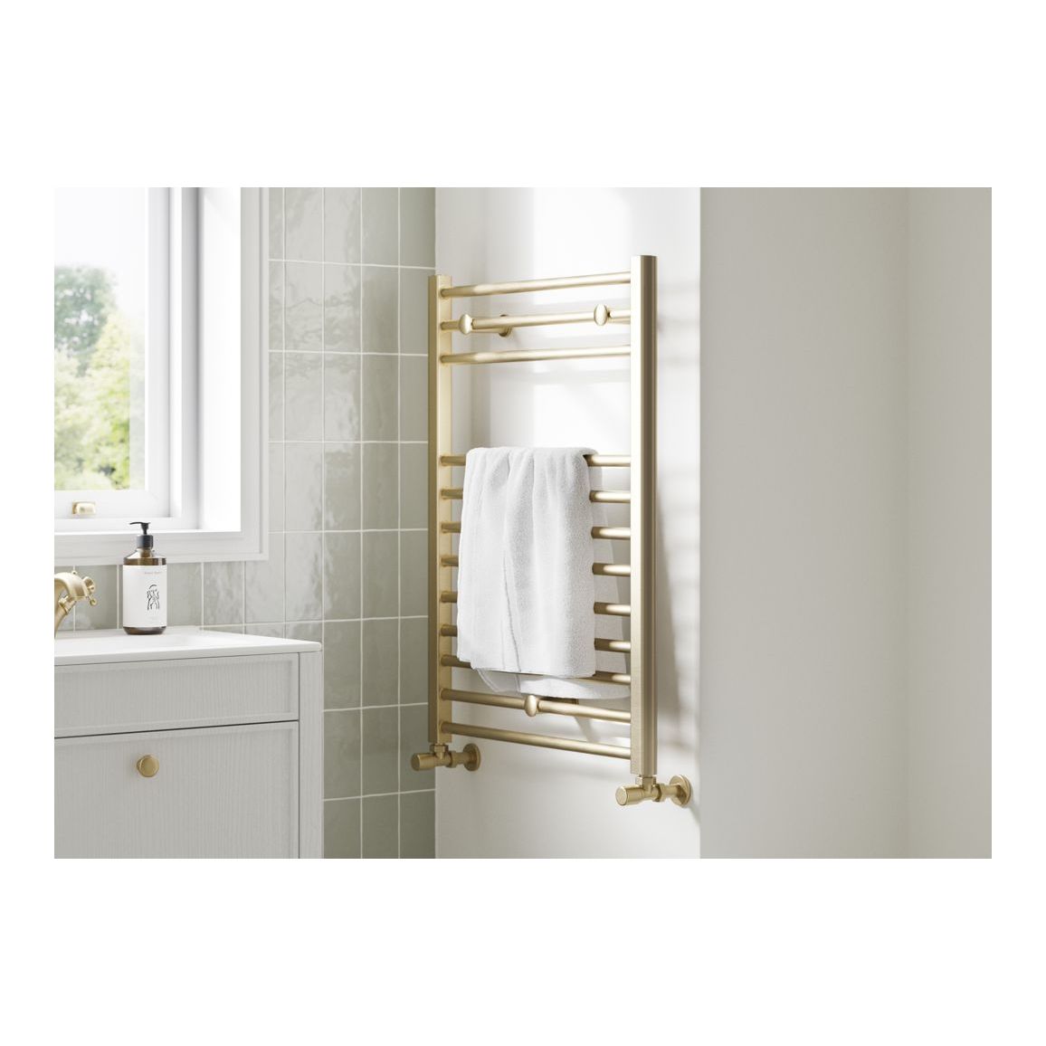 Briar Straight 30mm Ladder Radiator (500x800x30mm) - Brushed Brass