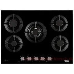 Iberna 75cm 5 Burner Gas on Glass Hob, Enamel Pan Supports