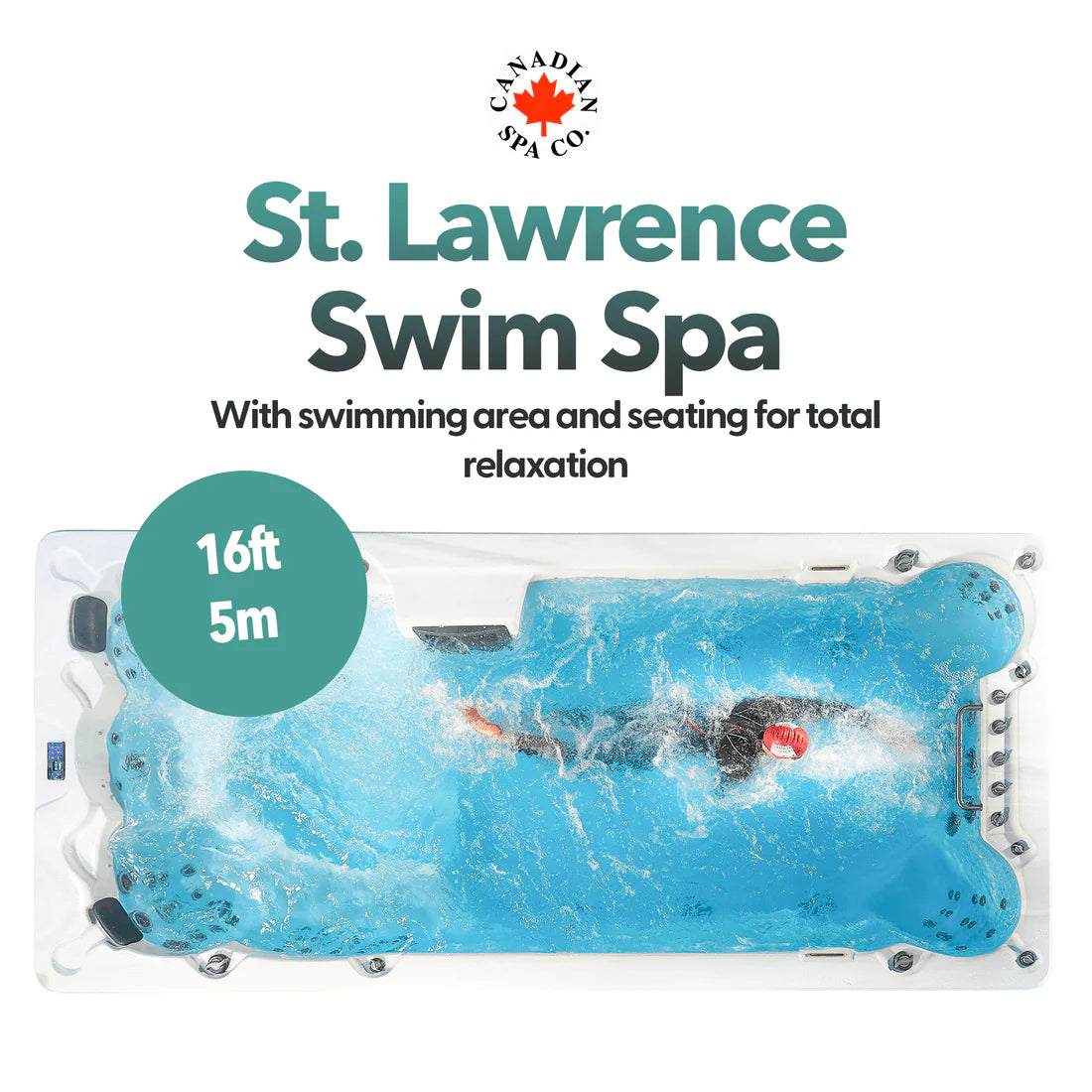 Canadian Spa 16ft Swim Spa 19HP-Jet 7-Person - XTrainer