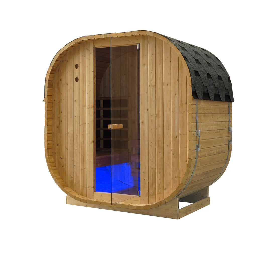 Canadian Spa Outdoor Oval Barrel Sauna Combination Infrared/ traditional 1842 x1200 x 1945mm