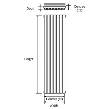 Aspen Vertical Double Anthracite 1600 x 420 Radiator