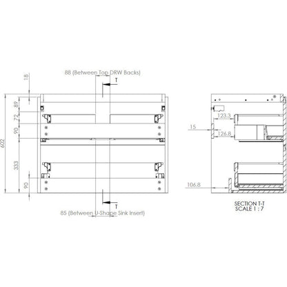 Fawn 800mm 2 Drawer Wall Hung Basin Unit - Matt Sage Green