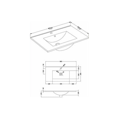 Mueble de lavabo para fijación al suelo Paddock de 810 mm (sin lavabo) - Fresno gris