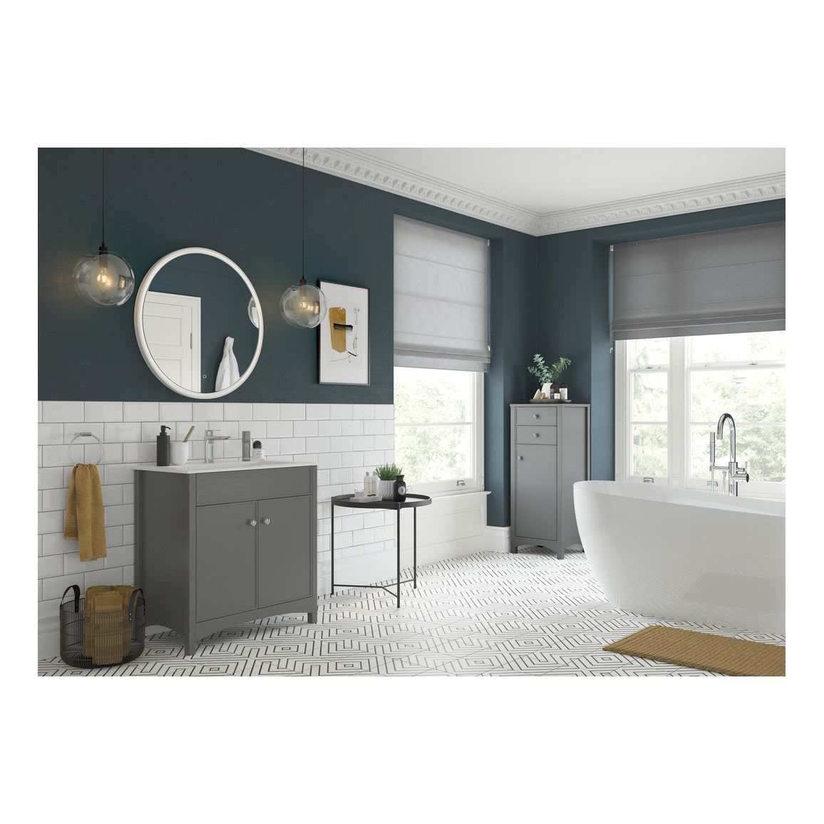 Meuble Lavabo Suspendu Paddock 605 mm (sauf lavabo) - Frêne Gris