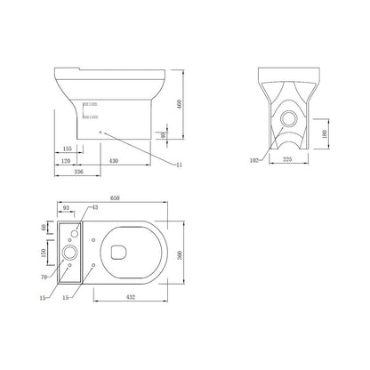 Floyer Close Coupled Open Back WC & Soft Close Seat