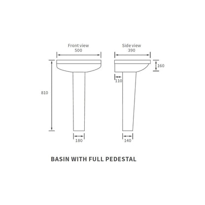 Floyer 500x390mm 1TH Basin & Full Pedestal