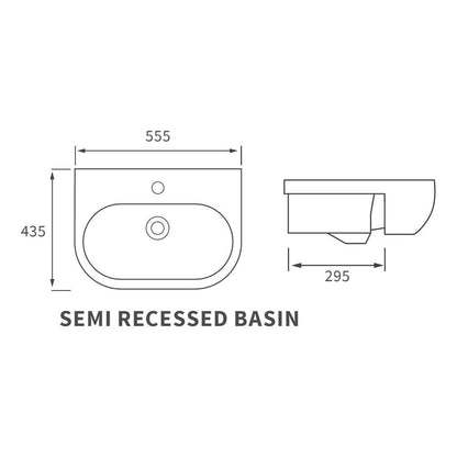 Abba 555x435mm 1TH Semi Recessed Basin