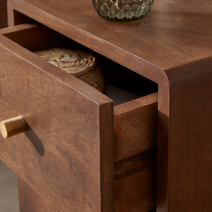 Scandinavian Walnut Logan Narrow Bedside Table