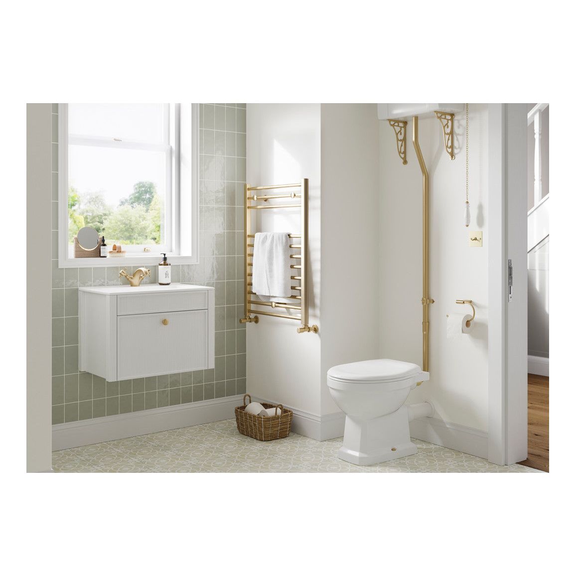 Meuble Lavabo et Vasque Suspendus Paddock 605 mm - Frêne Blanc Satiné