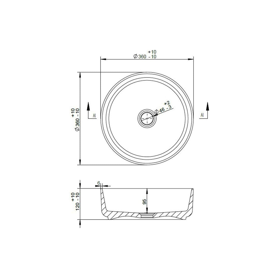 Lavabo rond et vidage Nanka 355 mm en céramique - Blanc mat