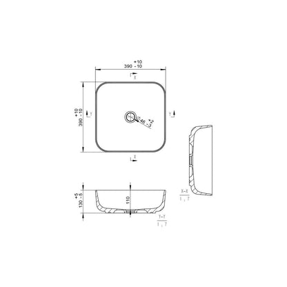 Nanka 400mm Ceramic Square Washbowl & Waste - Matt White