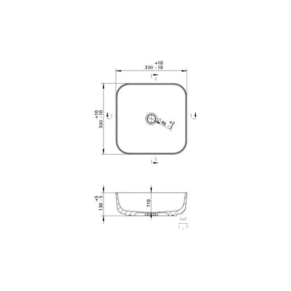 Nanka 400mm Ceramic Square Washbowl & Waste - Matt White