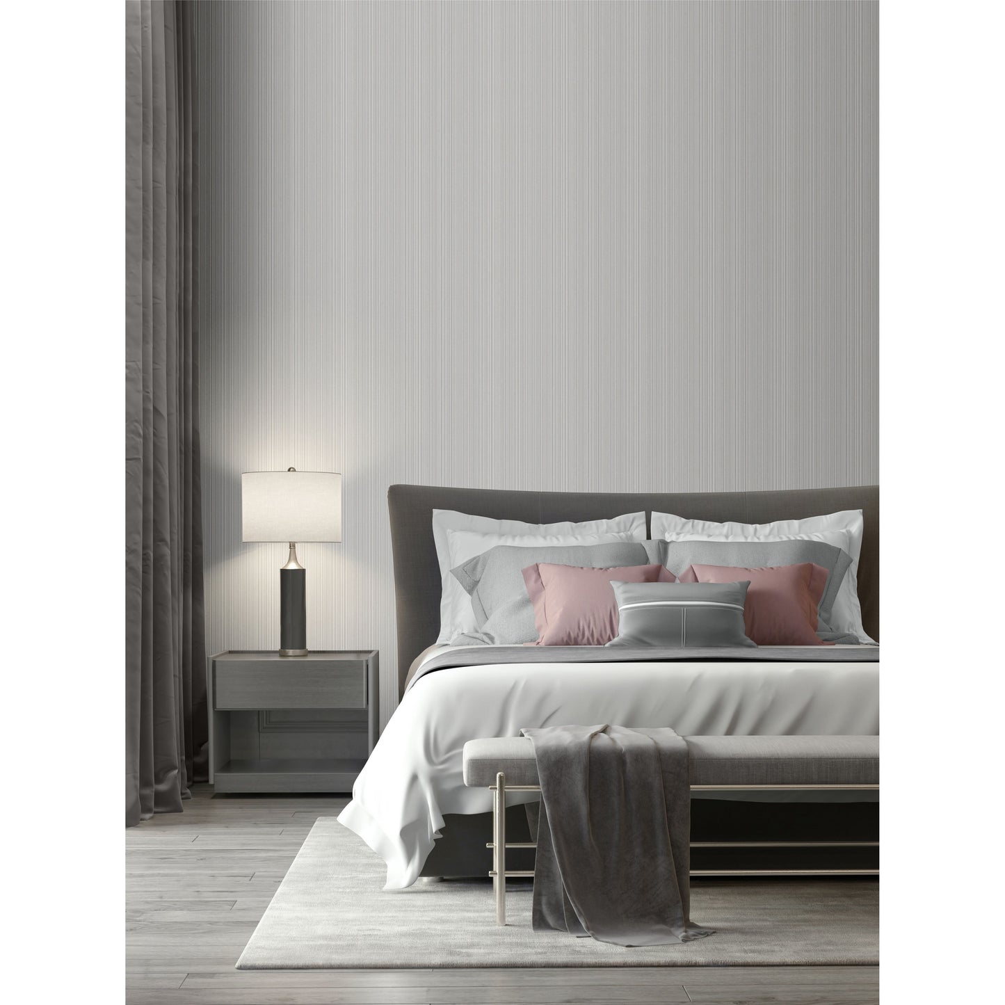 Muriva Venezia Stripe Light Grey Wallpaper (M66509)