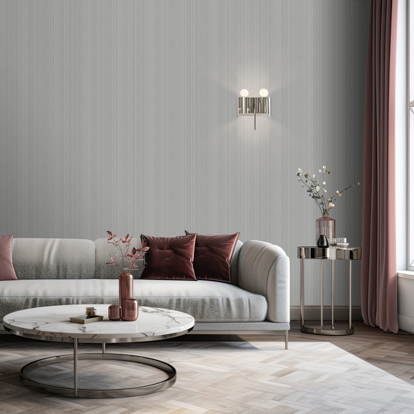 Muriva Venezia Stripe Light Grey Wallpaper (M66509)