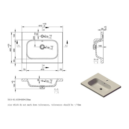 Conifer 615mm 2 Drawer Floor Standing Basin Unit Inc. Basin - Latte