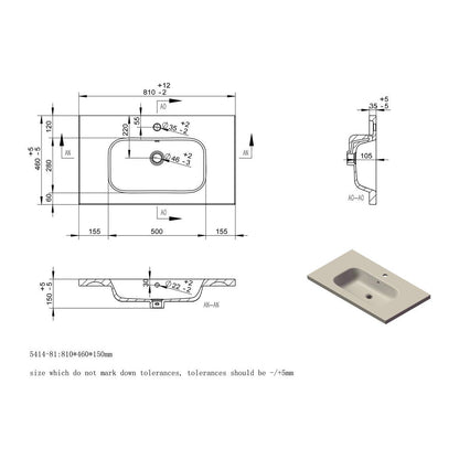 Meuble Lavabo et Vasque Suspendu 1 Tiroir 815 mm Châtaignier - Coton Mat