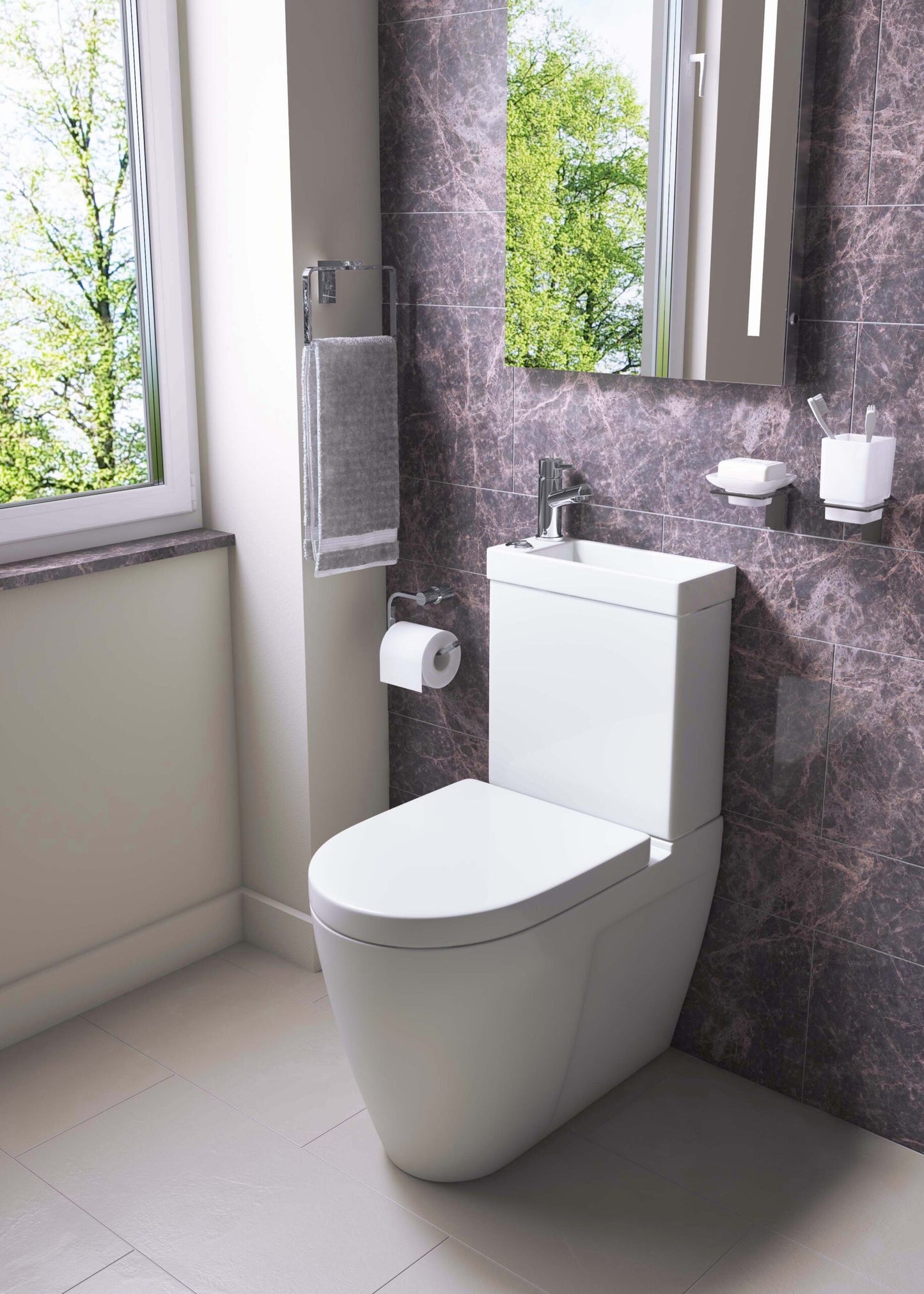 2-in-1 WC Pan, Seat & Cistern with Integrated Basin