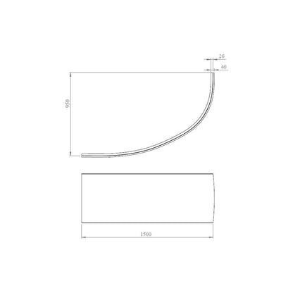 Sambreiro 1500x950x600mm 0TH Offset Corner Bath w/Legs (LH)